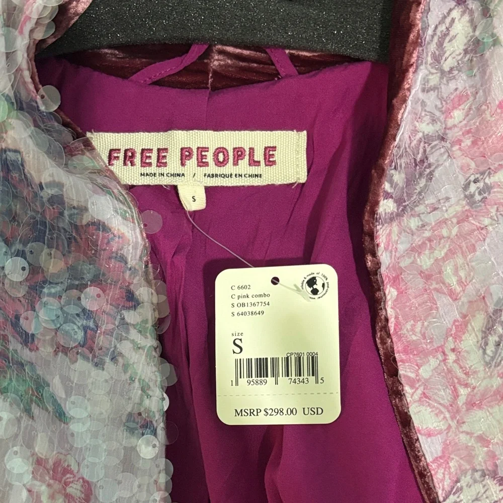 Free People Fuchsia Sequin Jacket S - Picture 2 of 7
